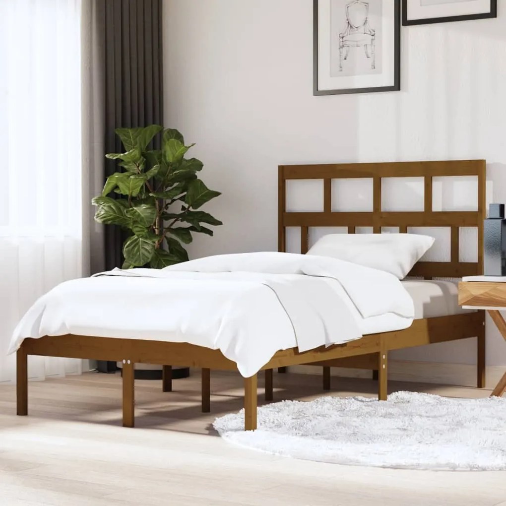vidaXL Estrutura de cama 120x200 cm madeira pinho maciço castanho mel