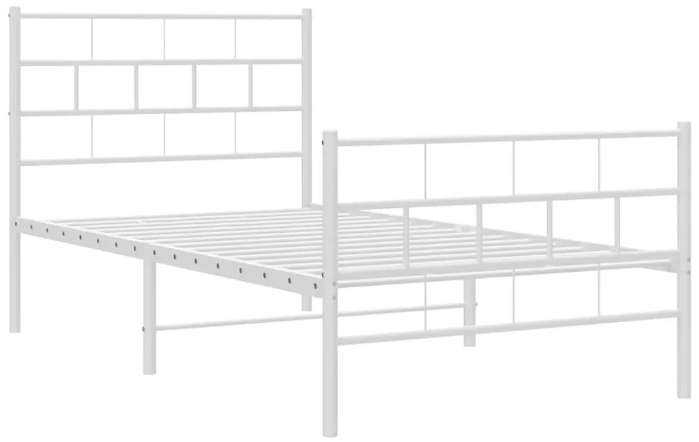 Estrutura de cama com cabeceira e pés 100x190 cm metal branco