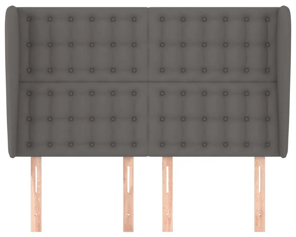 Cabeceira cama c/ abas couro artif. 147x23x118/128 cm cinzento