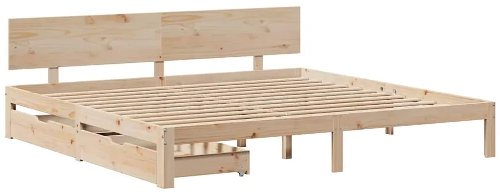 Estrutura de cama c/ gavetas 180x200 cm madeira de pinho maciça