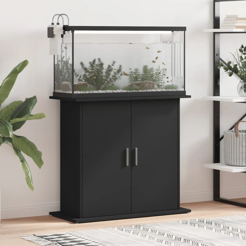 833600 vidaXL Suporte de aquário 81x36x73 cm derivados de madeira preto