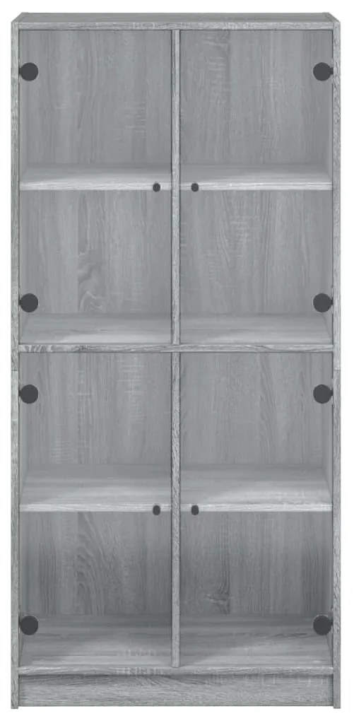 Armário alto com portas derivados de madeira cinzento sonoma