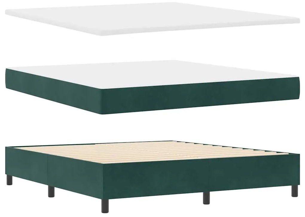 Cama Box Spring vidaXL com Colchão &amp; LED Verde Escuro 180x200 cm Velud