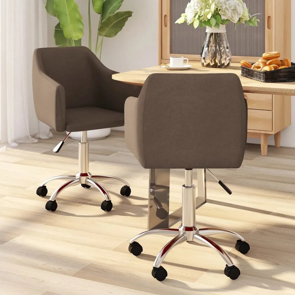 vidaXL Cadeiras de jantar giratórias 2 pcs tecido castanho