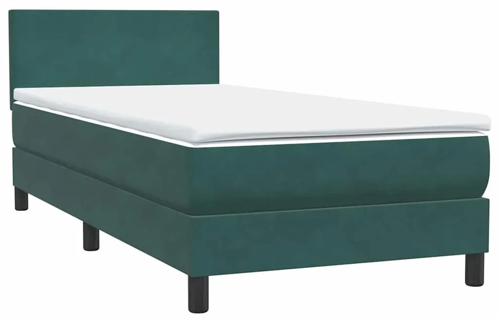 Cama com molas/colchão verde-escuro 80x210 cm veludo