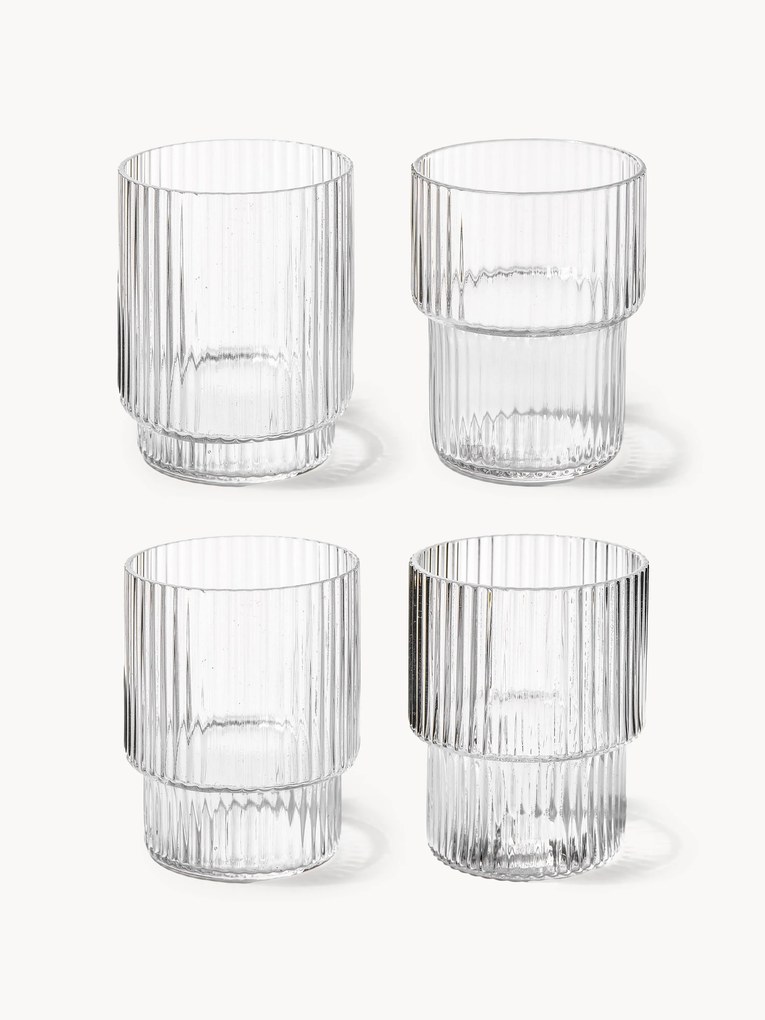 Copos artesanais com padrão em relevo Ripple, 200 ml, conjunto de 4