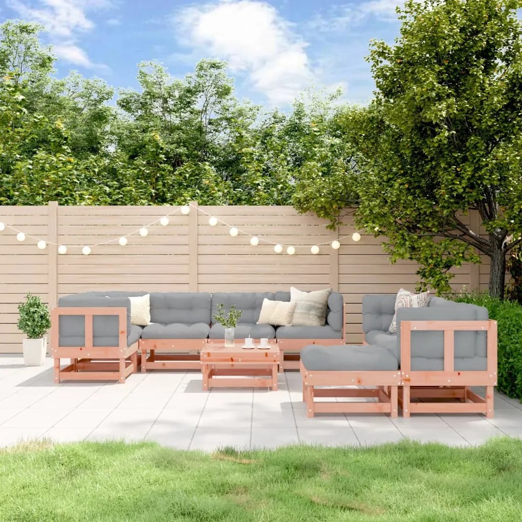 vidaXL 10 pcs conjunto lounge de jardim madeira de douglas maciça