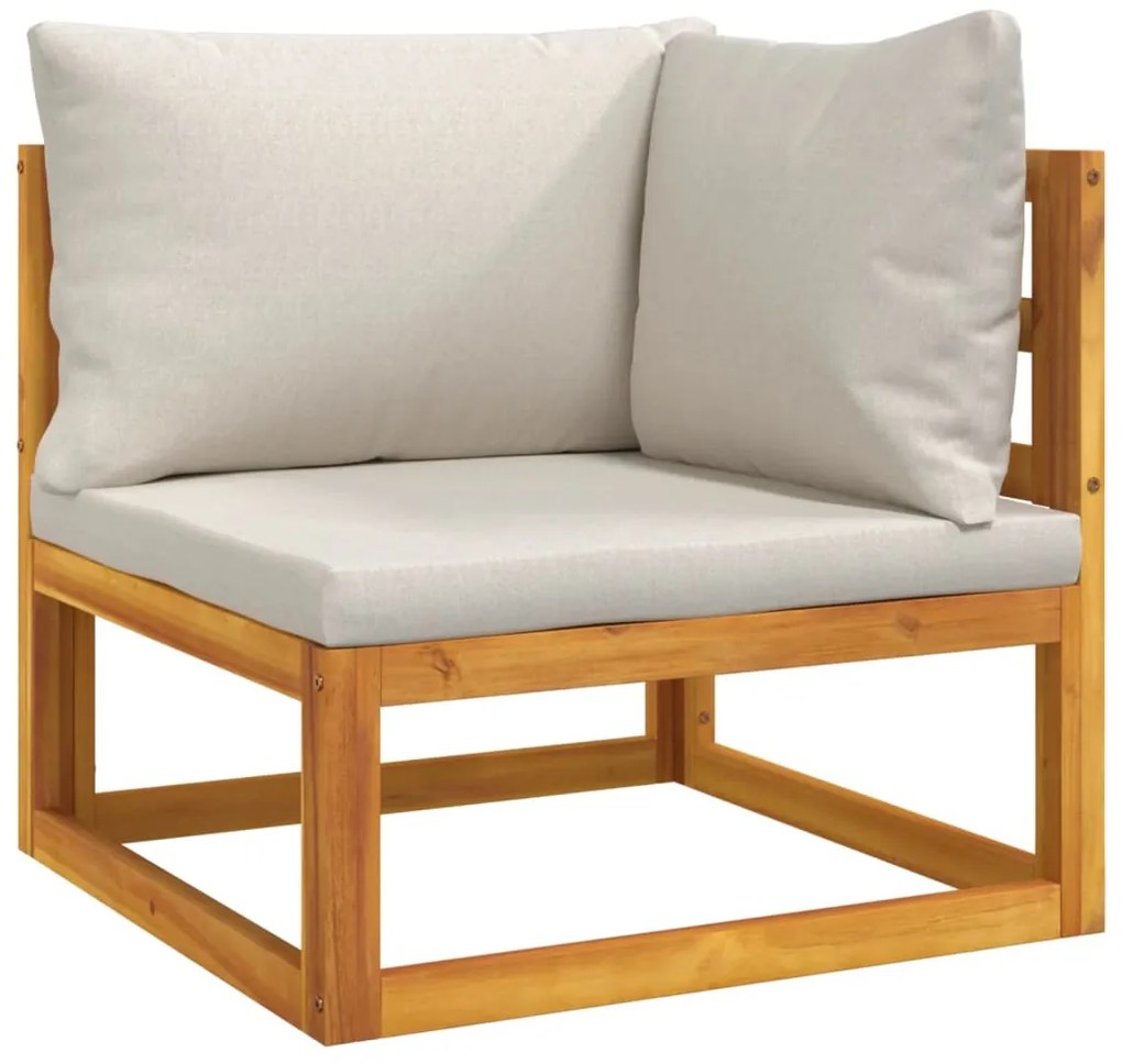 7pcs conjunto lounge de jardim madeira c/almofadões cinza-claro