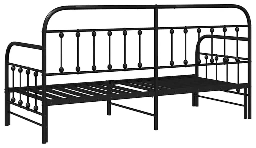 Estrutura de Daybed vidaXL com Cama Auxiliar Preta 75x190 cm em Aço