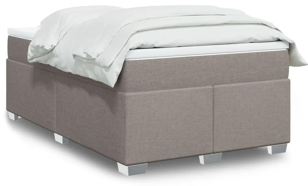 Cama boxspring c/ colchão 120x190cm tecido castanho-acinzentado