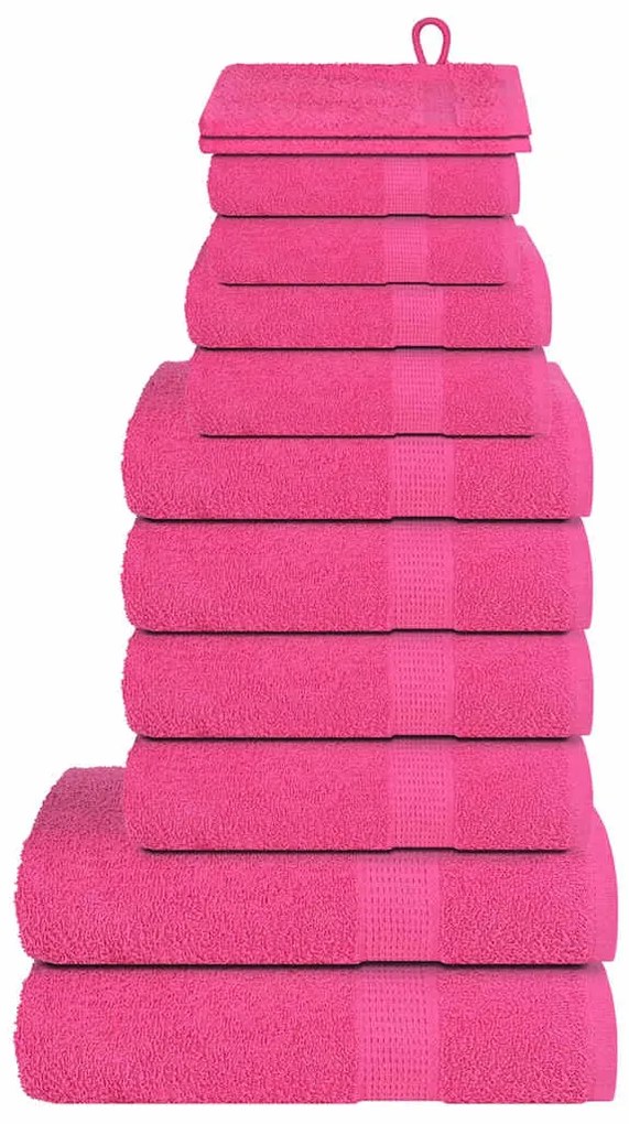 vidaXL 12pcs Conjunto de toalhas FROGN 360 g/m² rosa