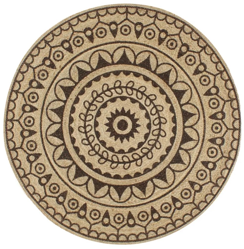 vidaXL Tapete artesanal em juta com impressão a castanho escuro 90 cm