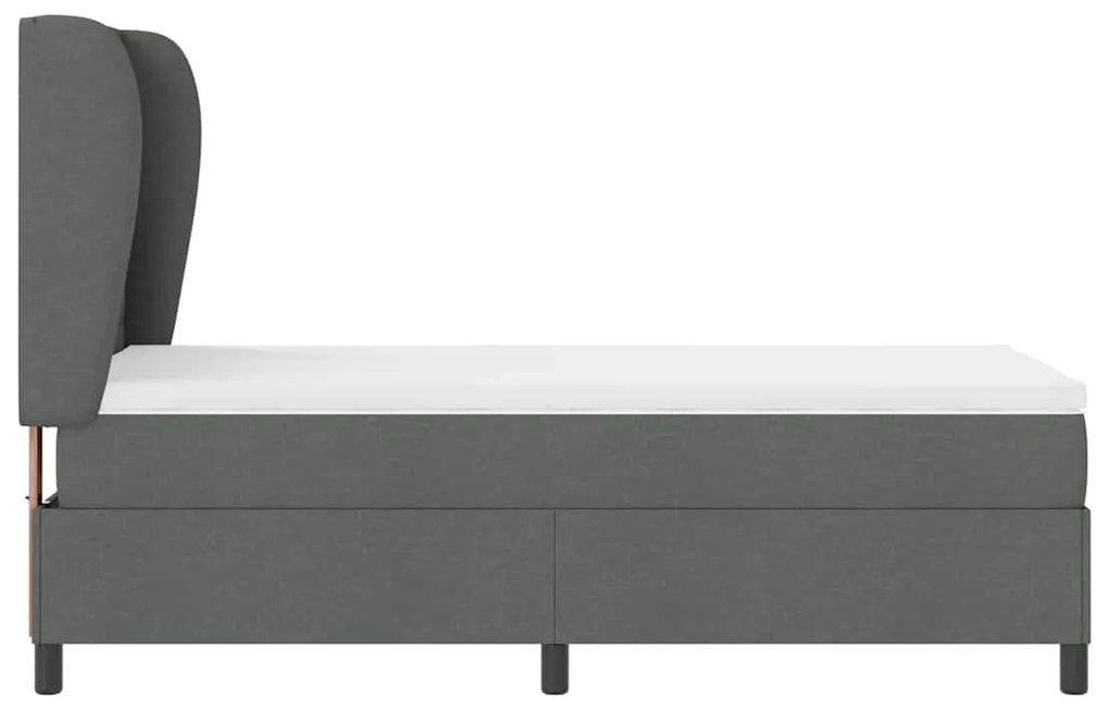 Cama Box com Colchão Cinza Escuro, 90x190 cm, Tecido