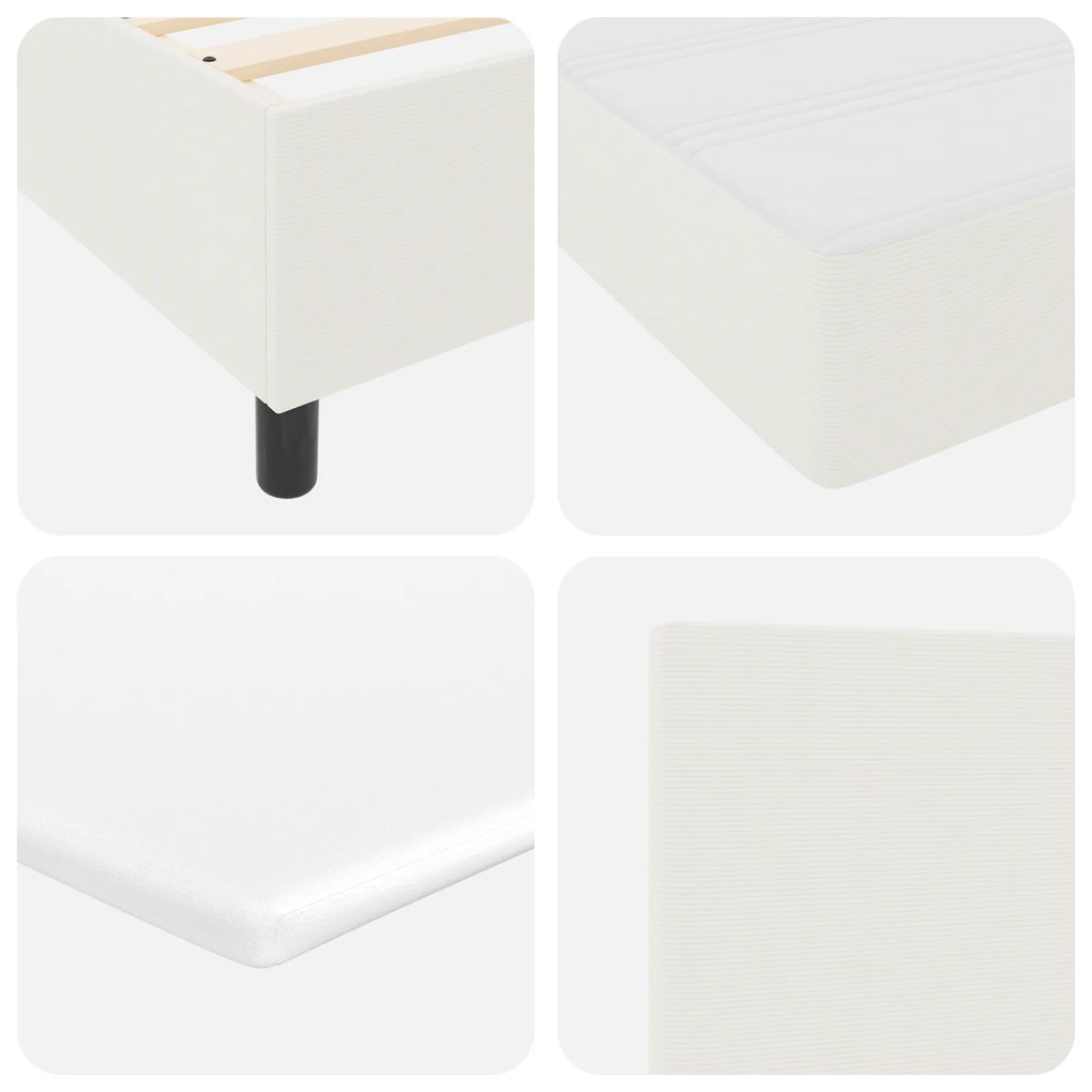 Cama Box Spring com Colchão Creme 120x200 cm Tecido de Veludo Cotelê