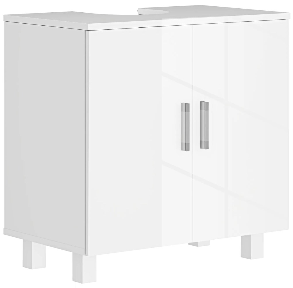 Móvel para Lavatório (não incluido) Pousar com 2 Portas de MDF 2 Prateleiras e Sistema Anti-Tombo para Casa de Banho 60x35x60 cm Branco