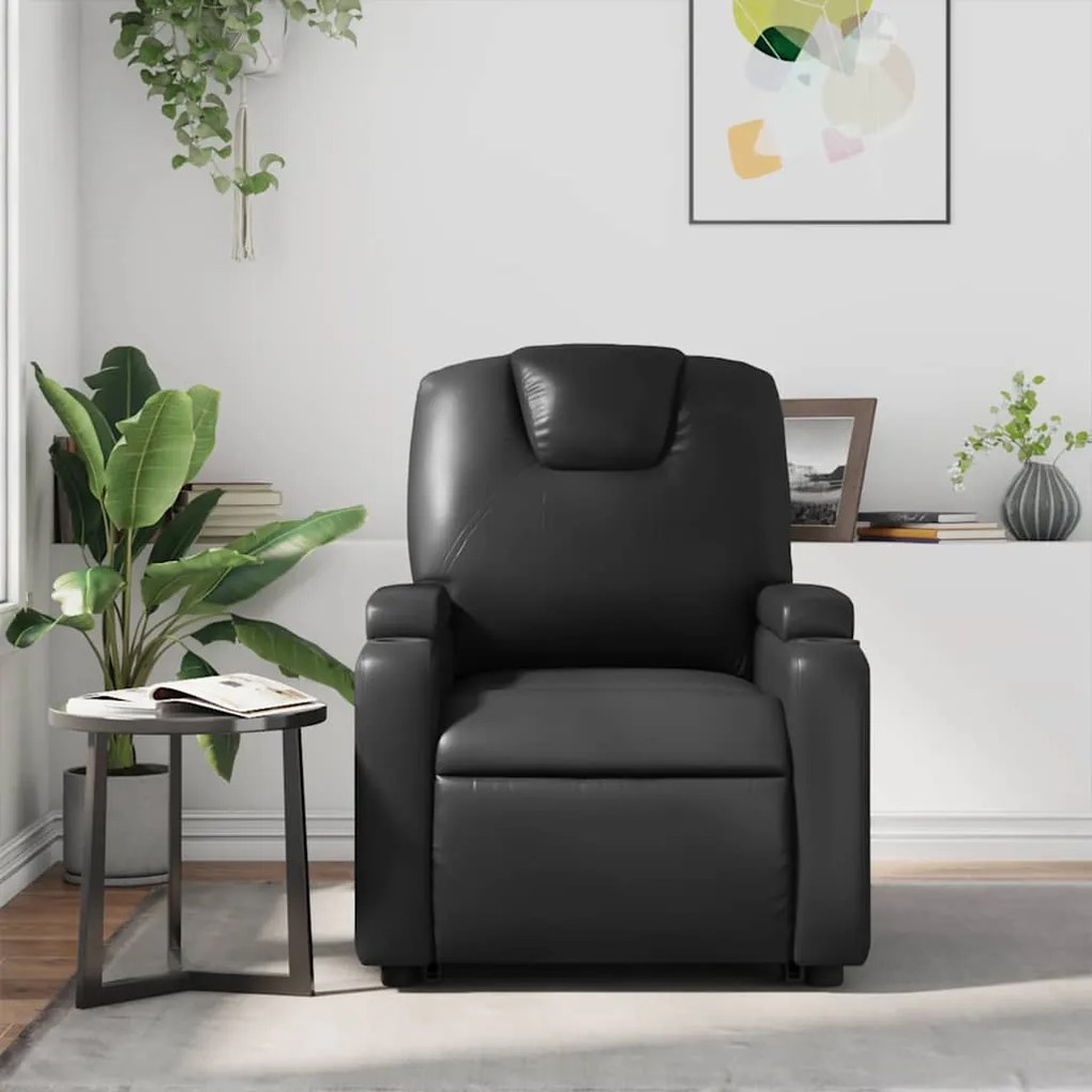 Poltrona de massagens reclinável couro artificial preto