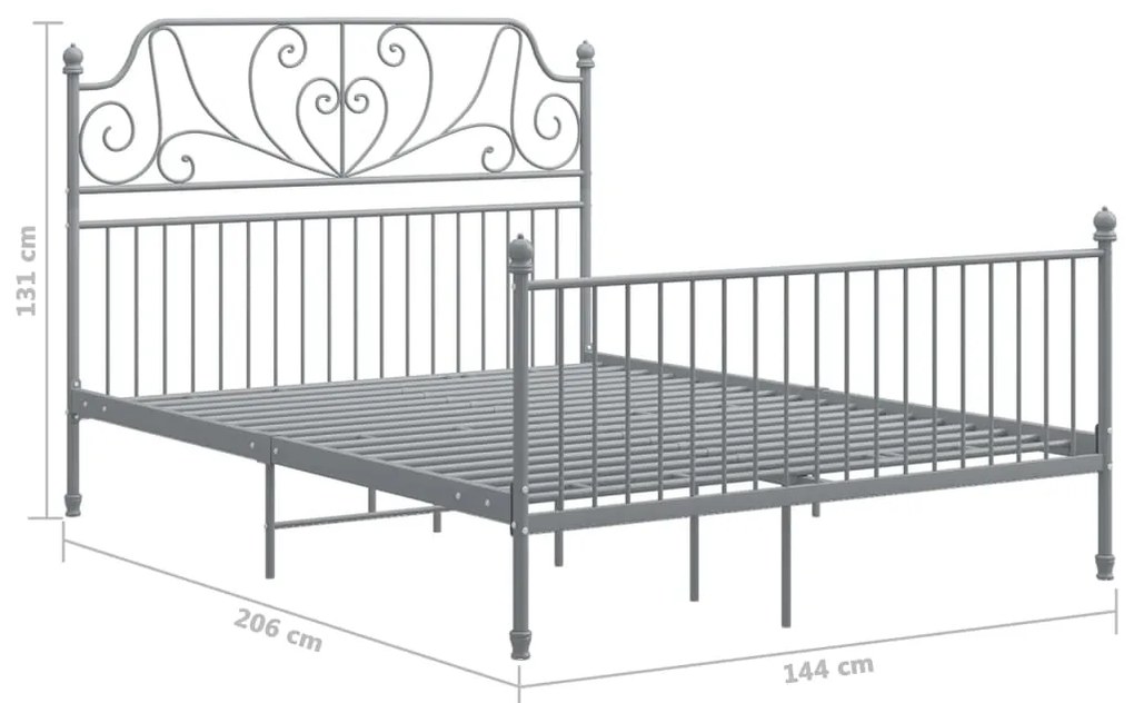 Estrutura de cama sem colchão 140x200 cm metal cinzento