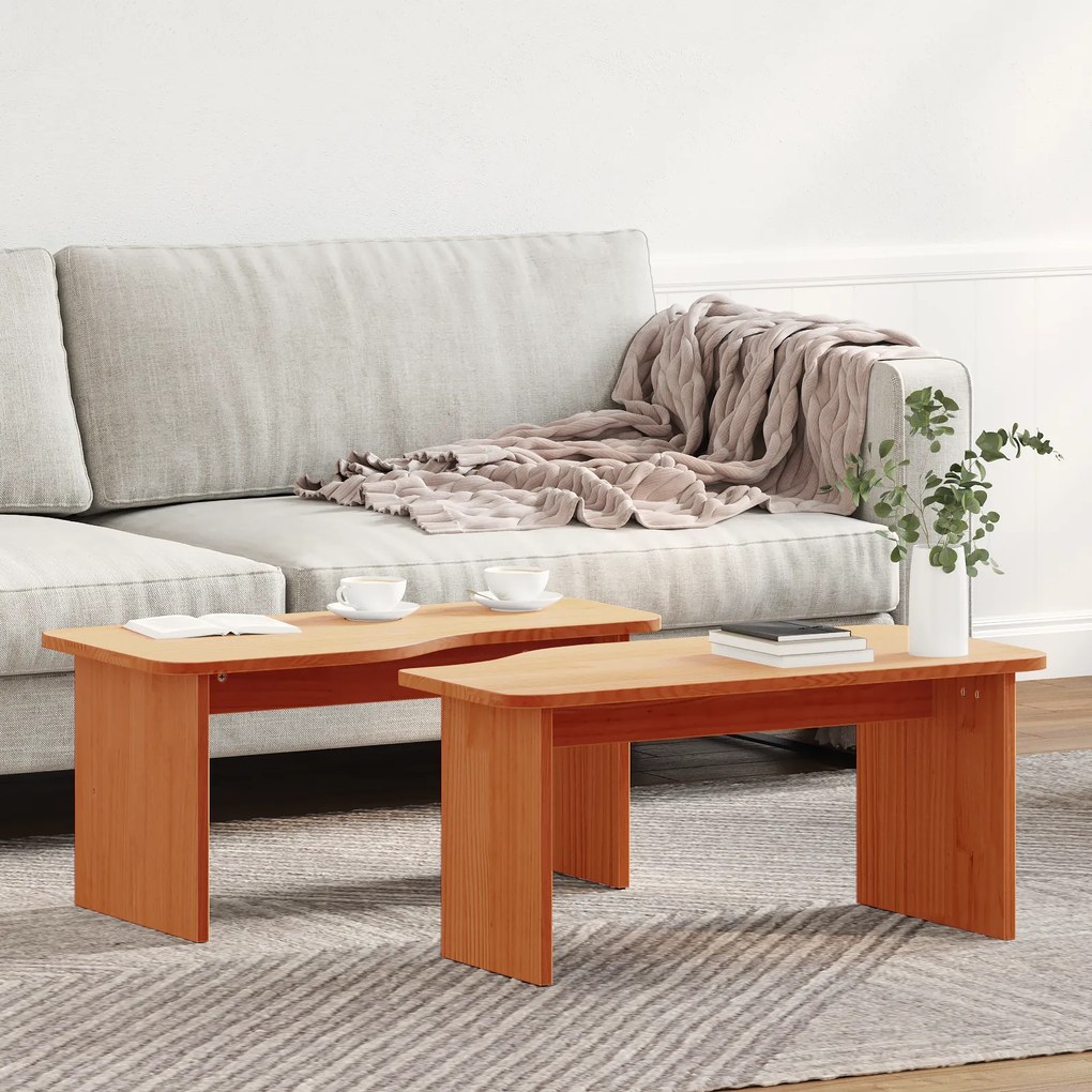 Mesa de centro 2 pcs Castanho-mel 100 x 69 x 35.5 cm