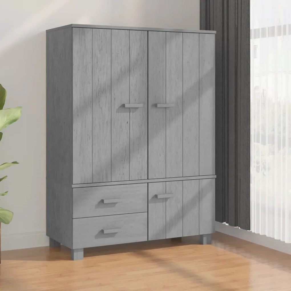340478 vidaXL Roupeiro HAMAR 99x45x137 cm pinho maciço cinza-escuro