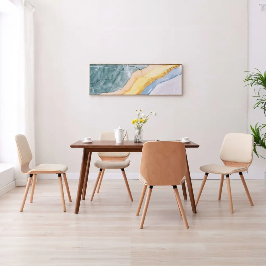vidaXL Cadeiras de jantar 4 pcs couro art. creme