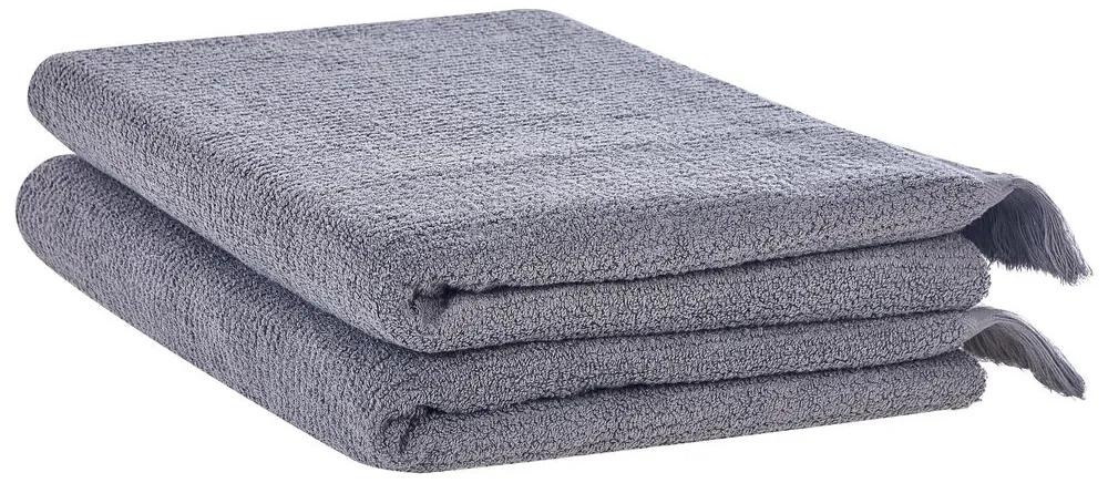Conjunto de 2 toalhas em algodão cinzento ATIU Beliani