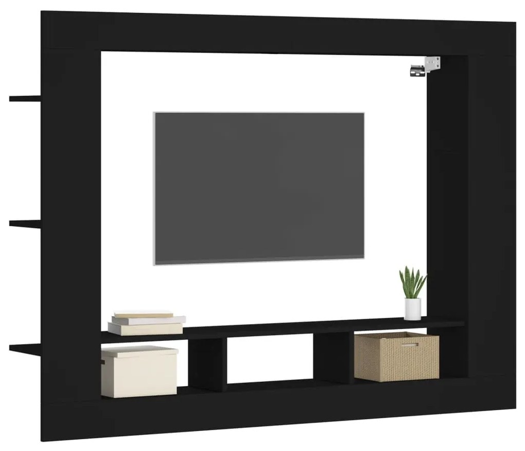 Móvel de TV 152x22x113 cm derivados de madeira preto