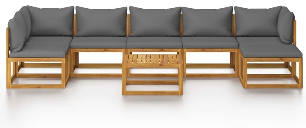 8 pcs conjunto lounge de jardim com almofadões acácia maciça
