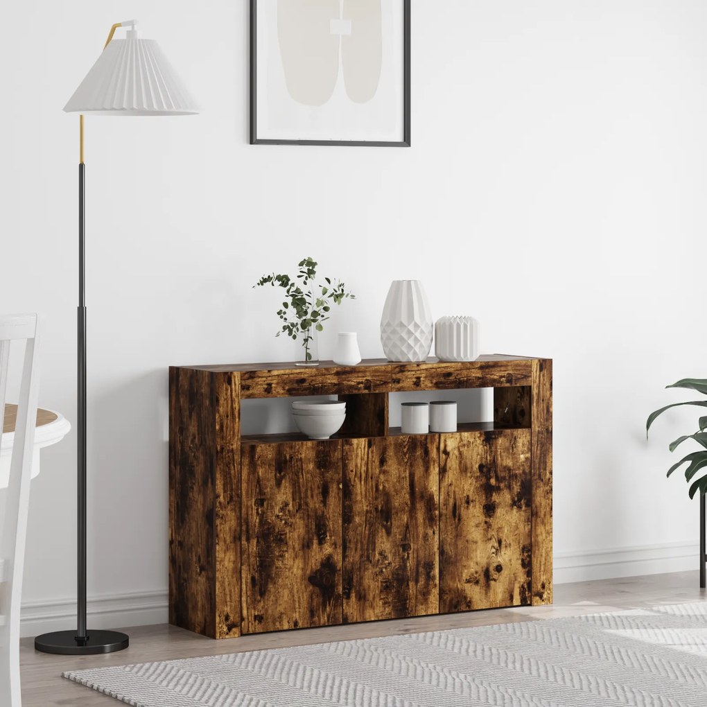 vidaXL Buffet Carvalho Defumado Madeira Engenhada 116 x 30 x 75 cm