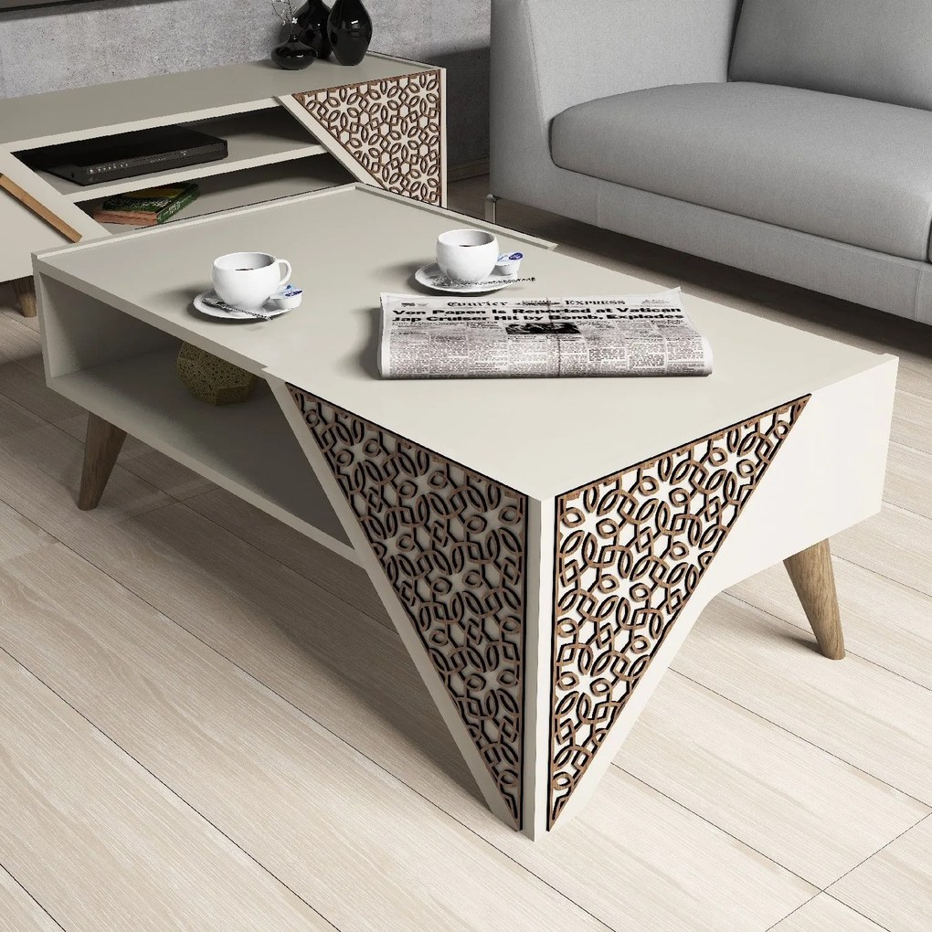 Mesa de Centro Beril – Creme – 105x58x40 cm