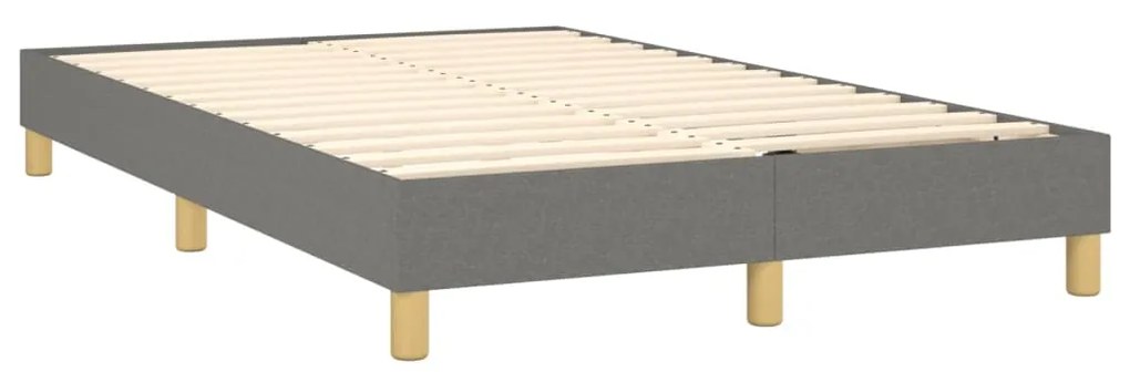 Cama box spring c/ colchão e LED 120x200 cm tecido cinza-escuro