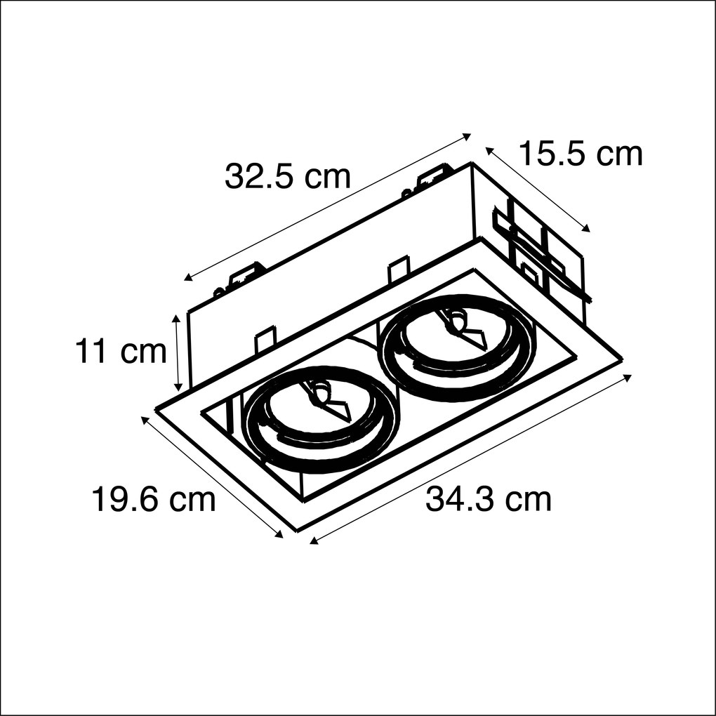 Conjunto de 6 focos embutidos de aço AR111 ajustáveis 2 luzes - Oneon