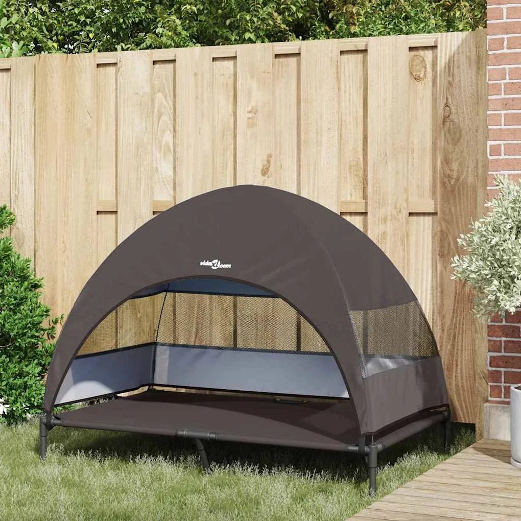 Cama Elevada para Cães com Toldo Removível Marrom XL Aço