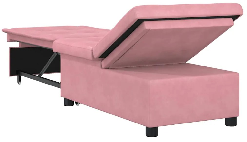 Sofá-cama 3 em 1 Design Retrátil Veludo Rosa