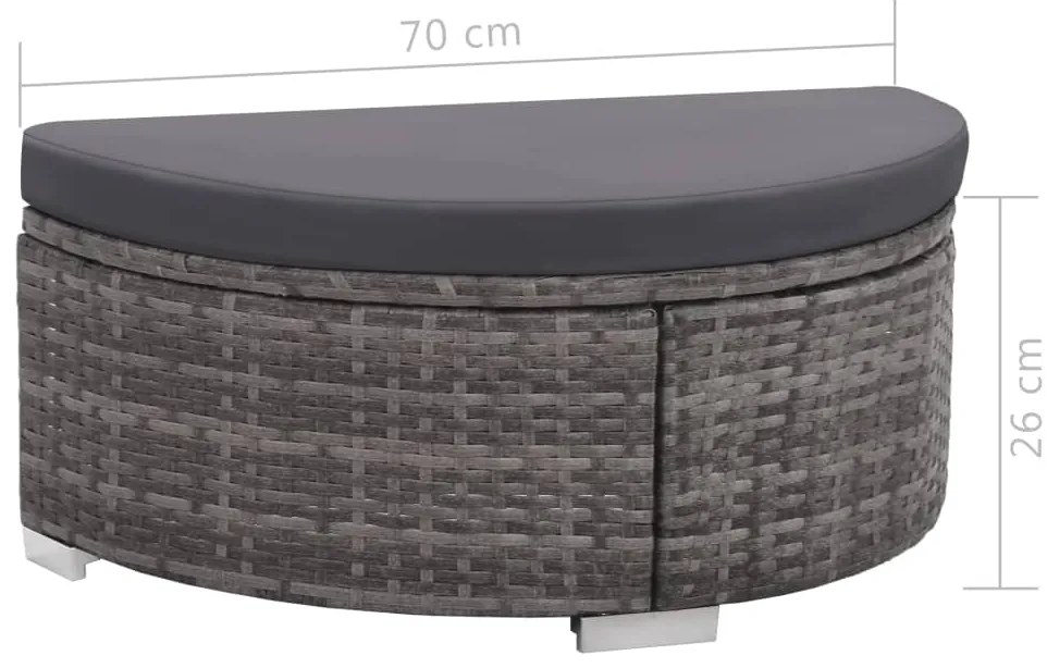 8 pcs conjunto lounge de jardim c/ almofadões vime PE cinzento