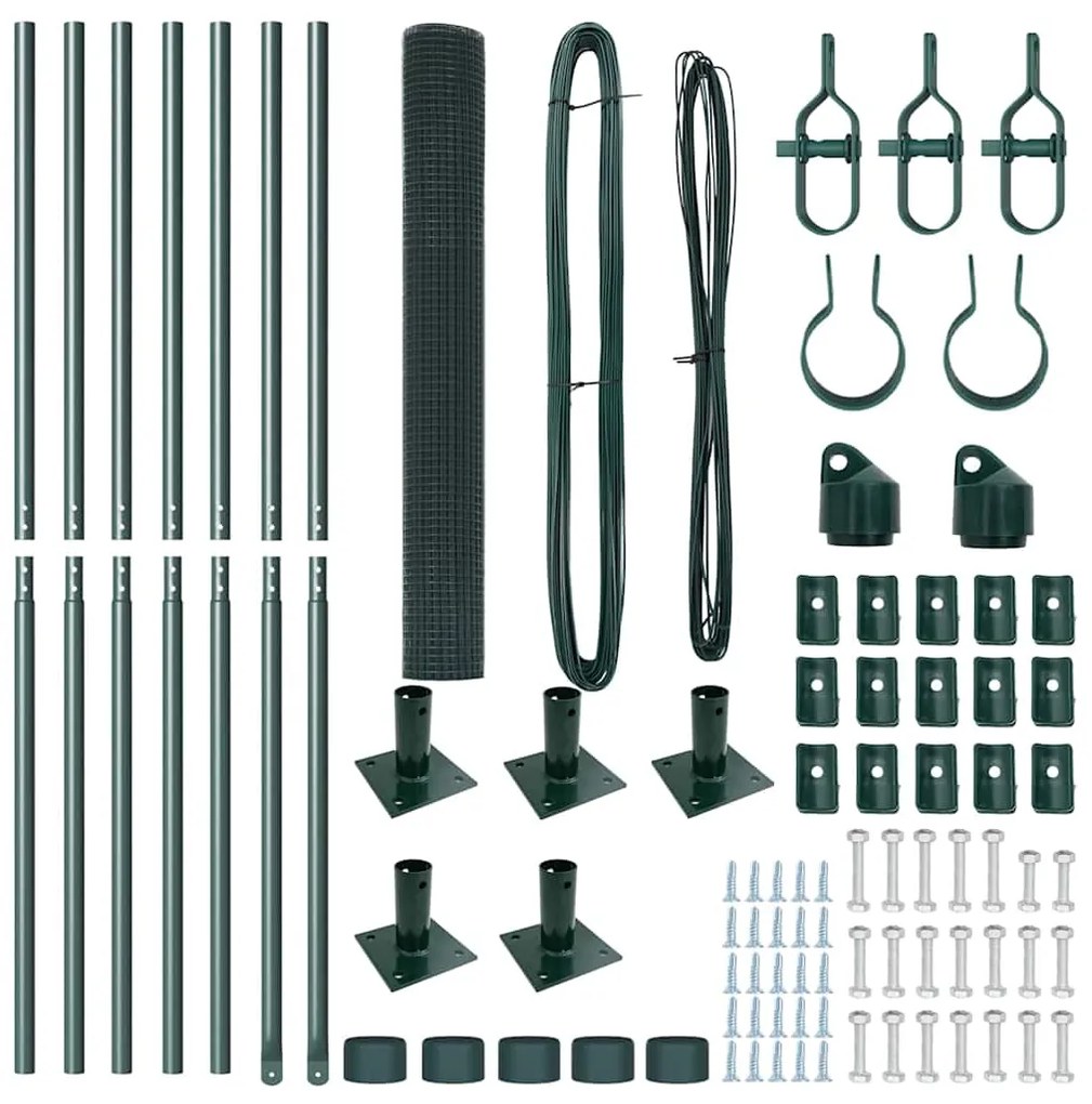 Conjunto de Postes para Cerca de Aço Conjunto de 2 Verde