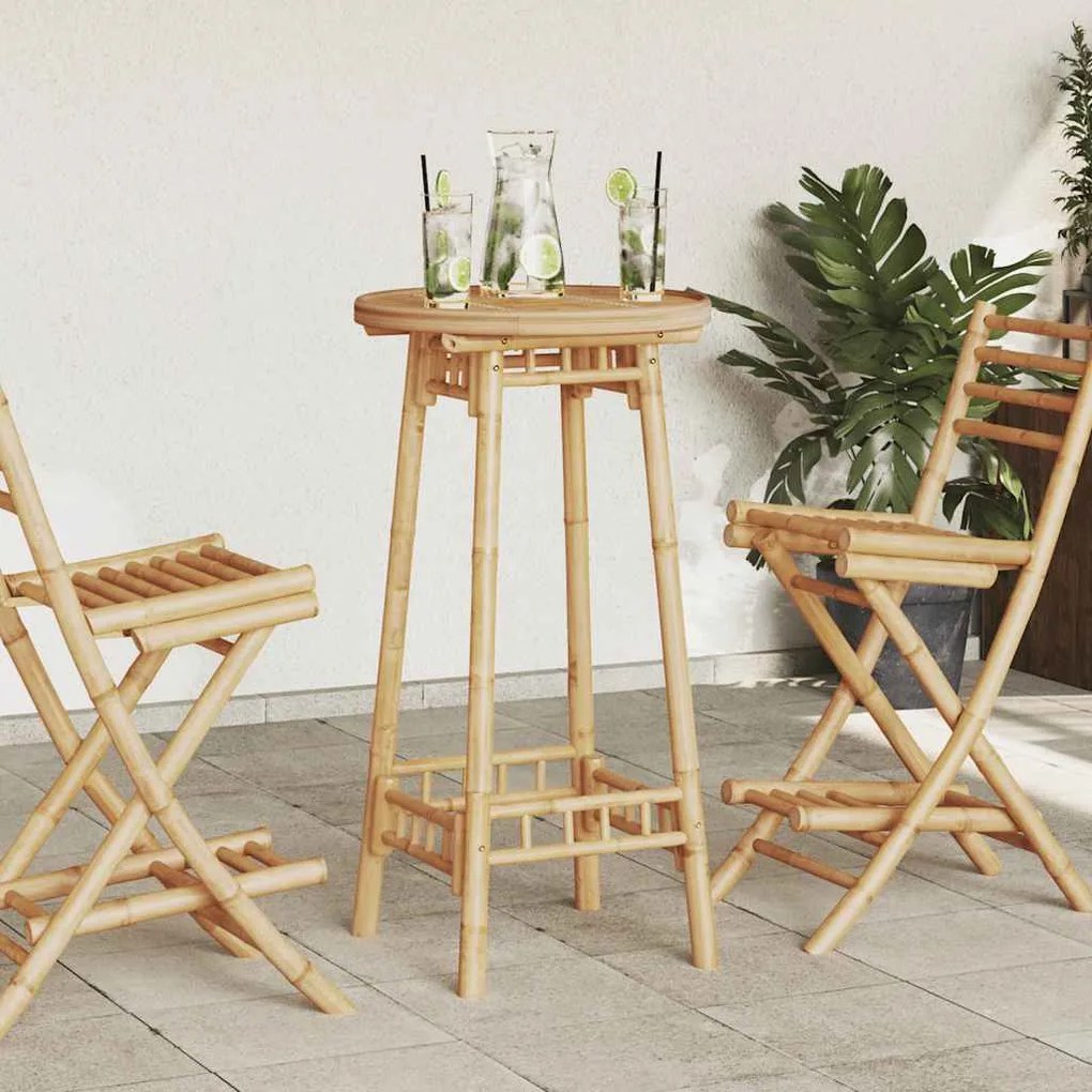 vidaXL Mesa de bar para exterior redondo Ø55x100 cm bambu
