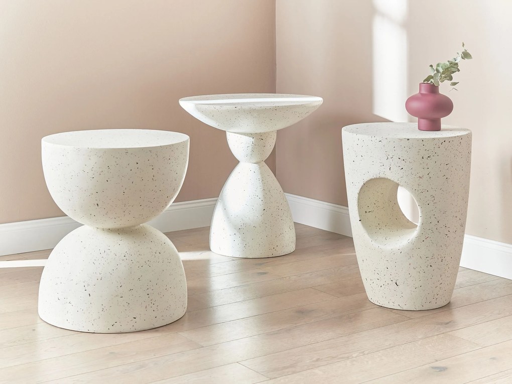 Mesa de apoio branca com efeito terrazzo CAORIA Beliani