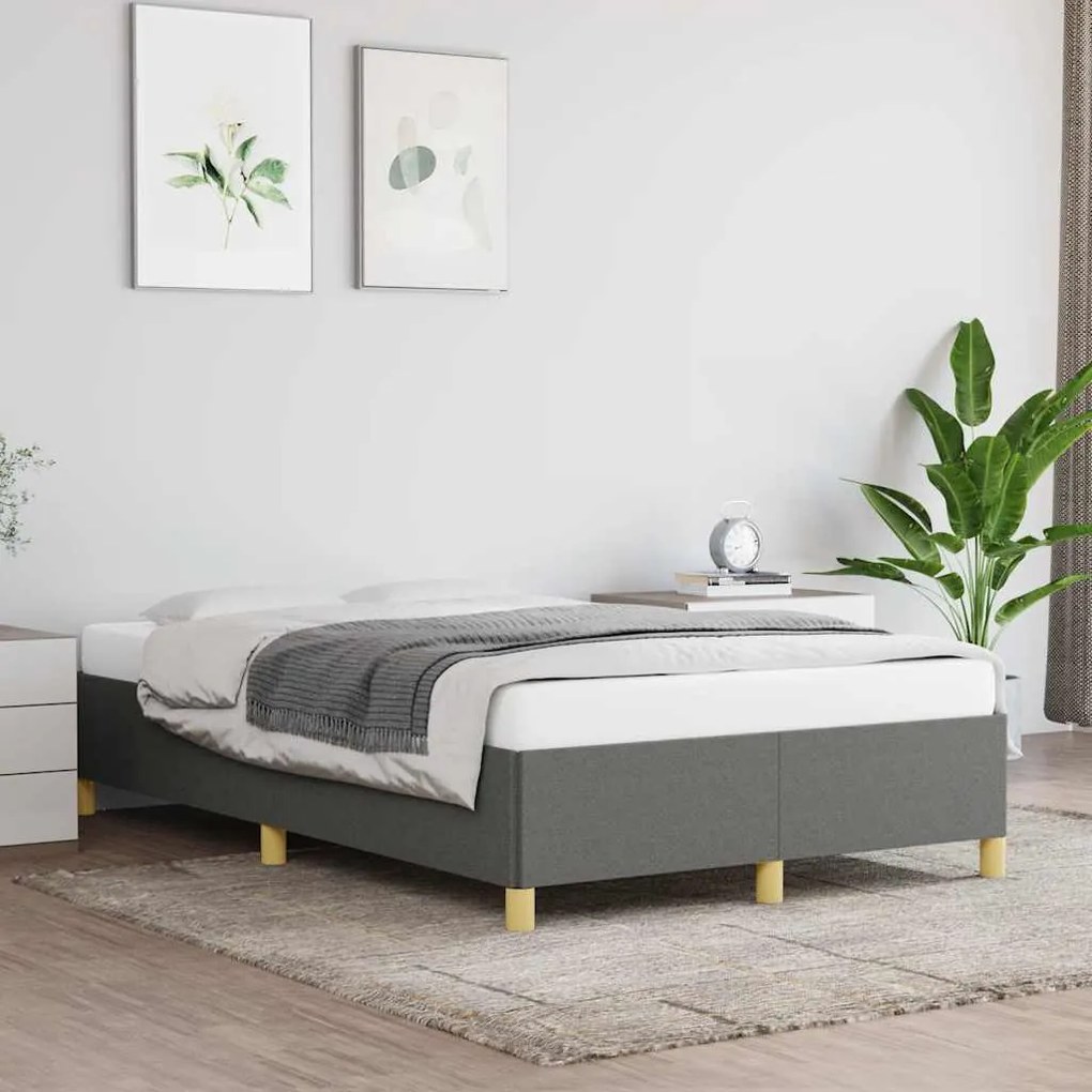 Estrutura de cama sem colchão cinza escuro 120x190 cm tecido