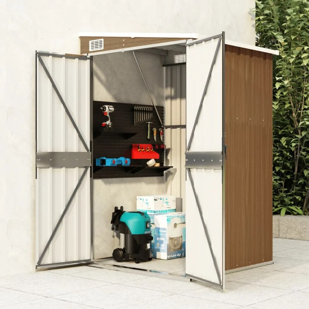316220 vidaXL Abrigo suspenso p/ jardim 118x100x178 cm aço galvaniz. castanho