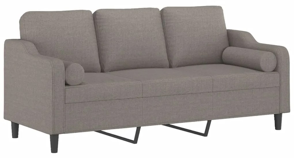 Sofá 3 lug. +almofadas decoração 180cm tecido cinza-acastanhado