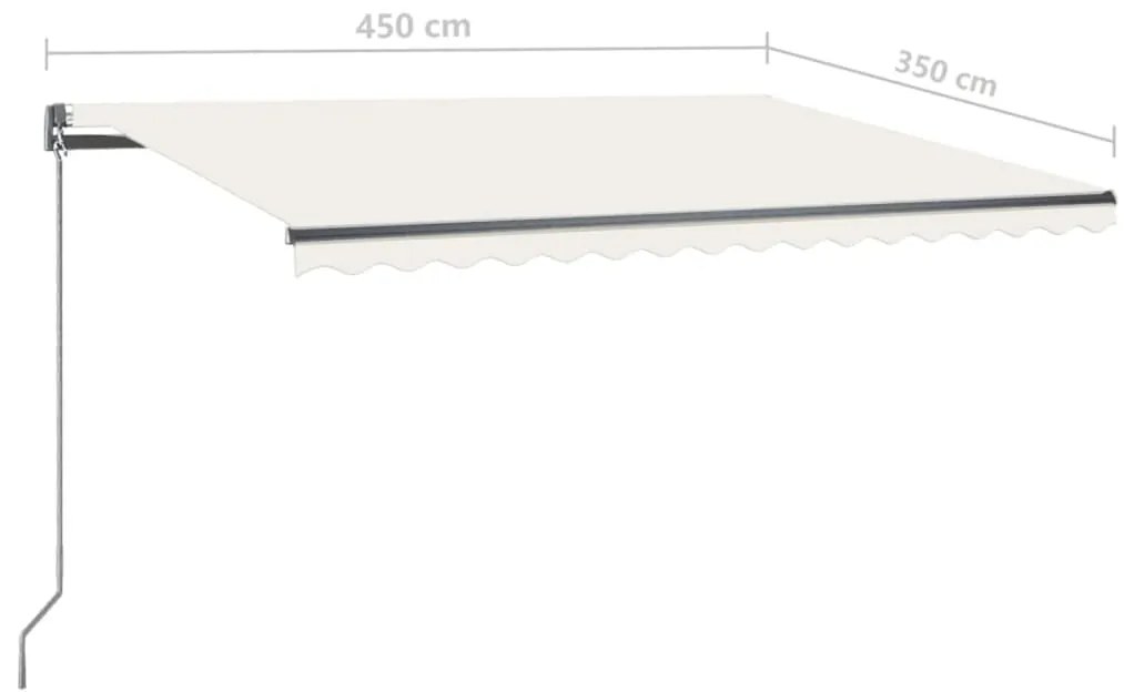 Toldo retrátil manual com LED 450x350 cm cor creme