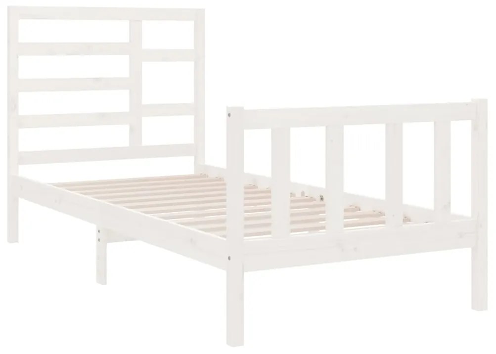 Estrutura de cama solteiro 90x190 cm madeira maciça branco