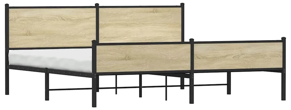 Estrutura de cama sem colchão 200x200cm metal carvalho sonoma