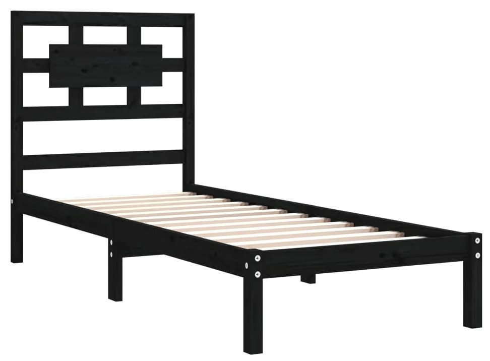 Estrutura cama pequena solteiro 75x190 cm madeira maciça preto