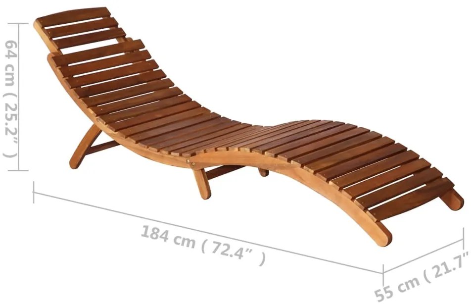 Espreguiçadeira com mesa madeira de acácia maciça castanho