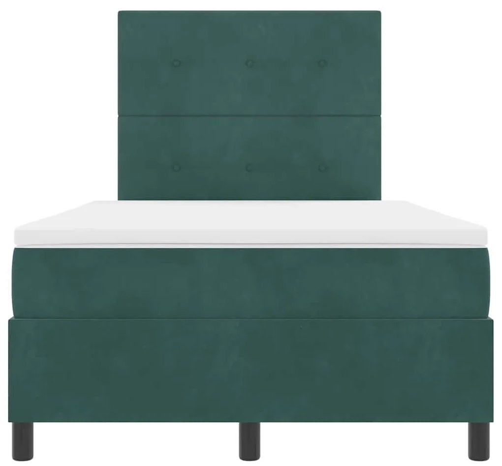 Cama Box com Colchão e LED Verde Escuro 120x190 cm Veludo