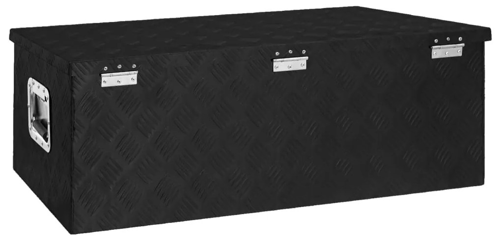 Caixa de arrumação 90x47x33,5 cm alumínio preto
