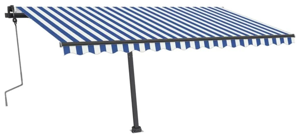 Toldo retrátil manual independente 400x300 cm azul e branco