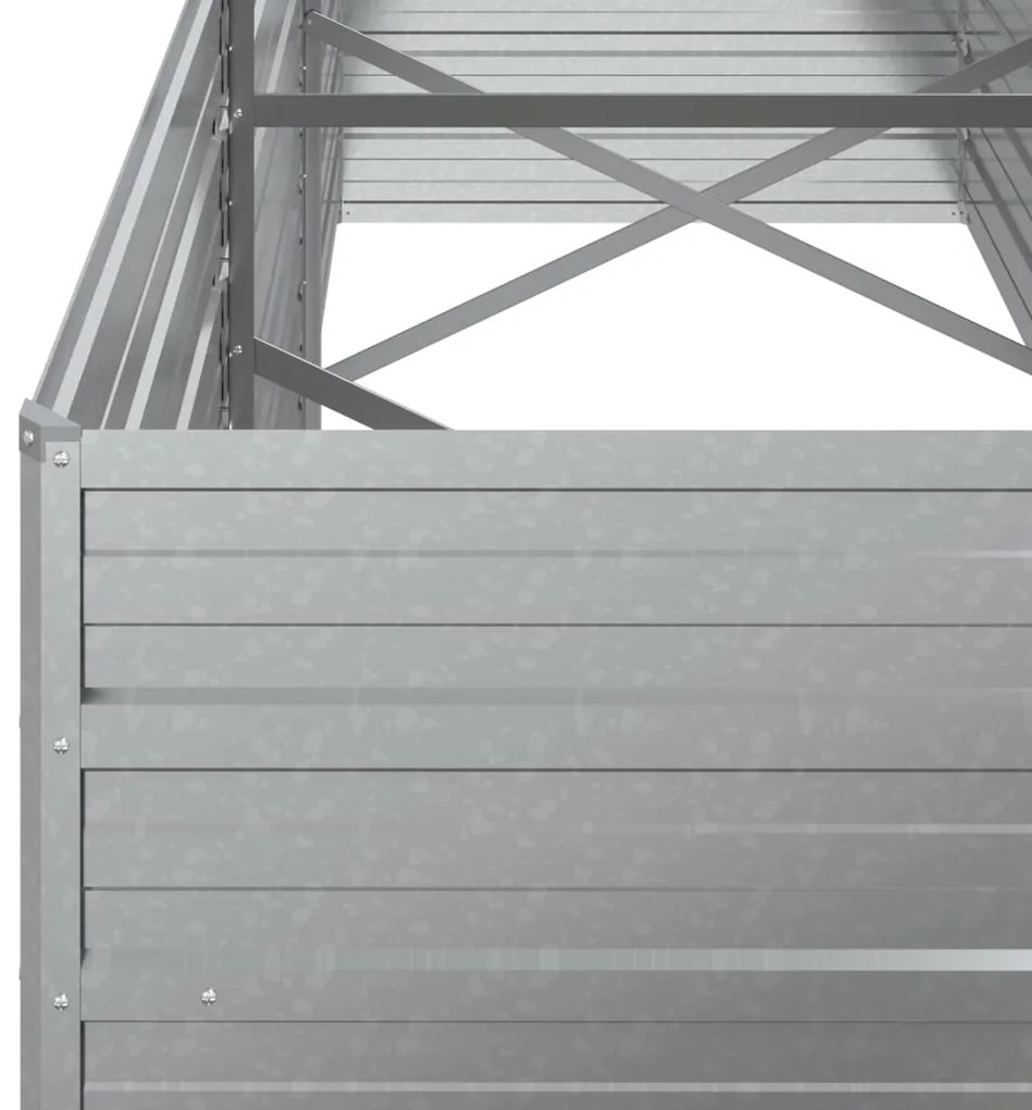 Canteiro elevado de jardim 240x80x77cm aço galvanizado prateado