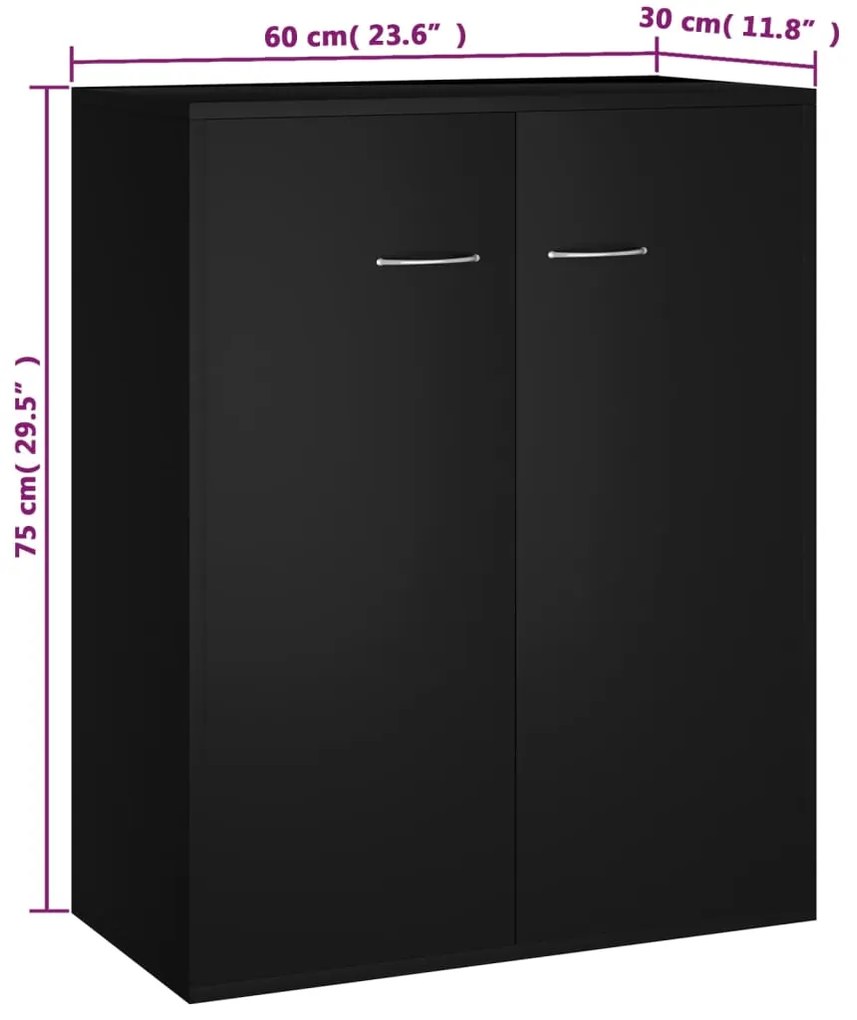 Aparador 60x30x75 cm contraplacado preto
